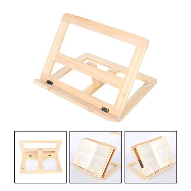 Vigo Support en bois pour livre de cuisine – Support pour ordinateur portable et livre de recettes – Réglable et pliable – Accessoire de cuisine et de bureau pour une lecture et