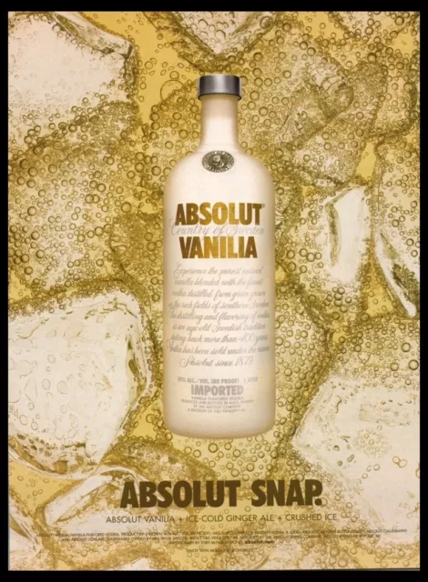 2003 Absolut Snap Vodka Bottle art-ORIGINAL Print ad / mini poster-Vanilla