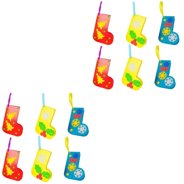 12 PCS Décorations de Noël Décorations de décoration DIY Chaussettes Cartes de v