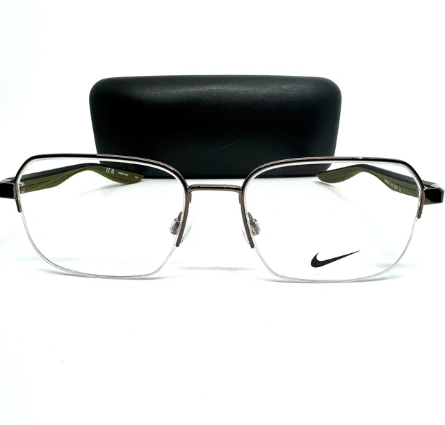 NIKE 8152 050 Men's Eyeglasses Pewter Rectangular Half Rim Metal Frame H9664