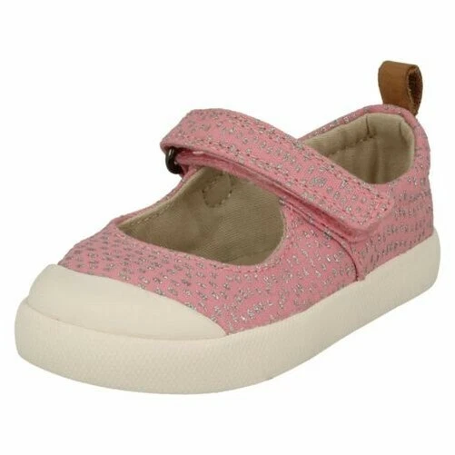 Bambini Bambine Clarks Casual Mary Jane Brillantini Tela Scarpe Halcy Wink