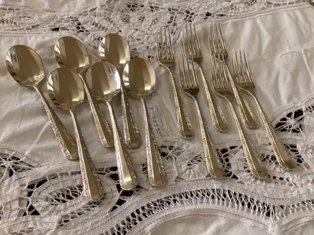 Vintage RODD “NEMESIA” silver plate Cake Forks & Spoons X6