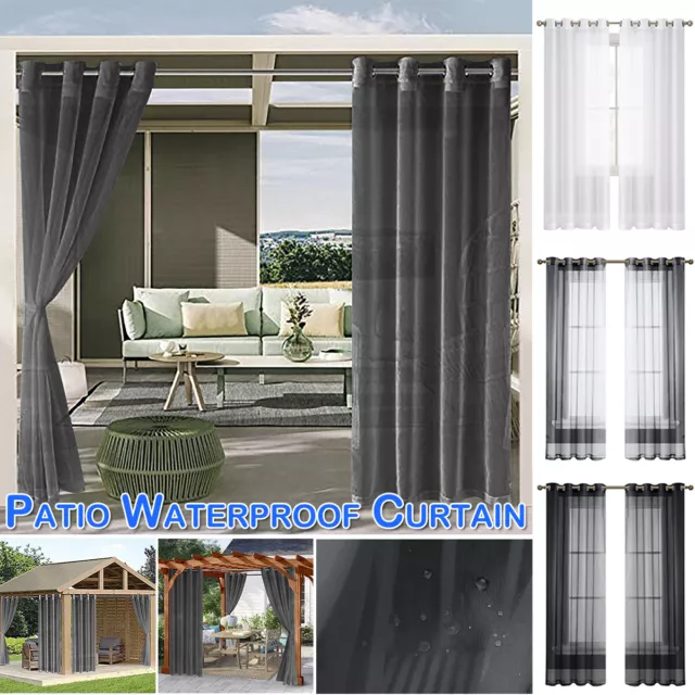 Voile Screen Sheer Curtains Outdoor Waterproof Porch Yard Divider Drapes Decor