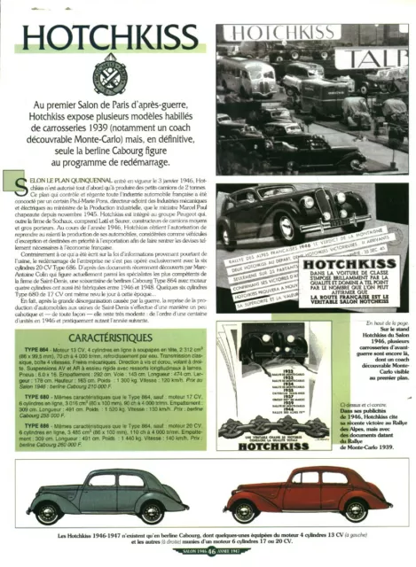 Publicité ancienne automobile Hotchkiss 1947 issue de magazine