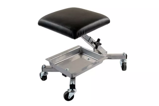 MECHANIC ROLLING ROLLER SEAT WITH STORAGE TRAY ADJUSTABLE HEIGHT 370mm 120kgs