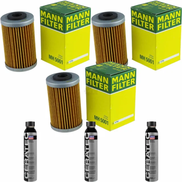 3x Mann-Filter Filtre à Huile MH 5001 + 3x Liqui Moly Cera Tec