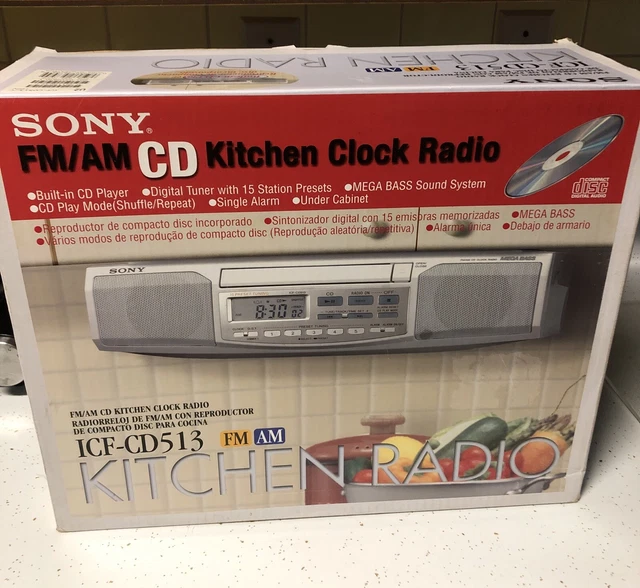 SONY ICFCD513 UNDER Counter Clock Radio AM FM CD Player New