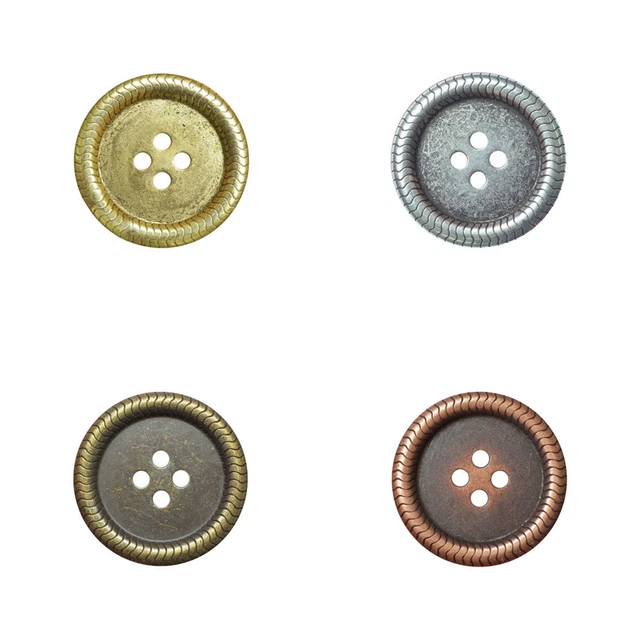 4 Hole Metal Buttons - 4 Colours & Choice of 3 Sizes