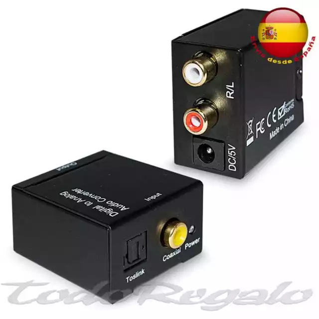 Conversor de Audio Digital Optico A Analogico Coaxial Adaptador RCA Convertidor