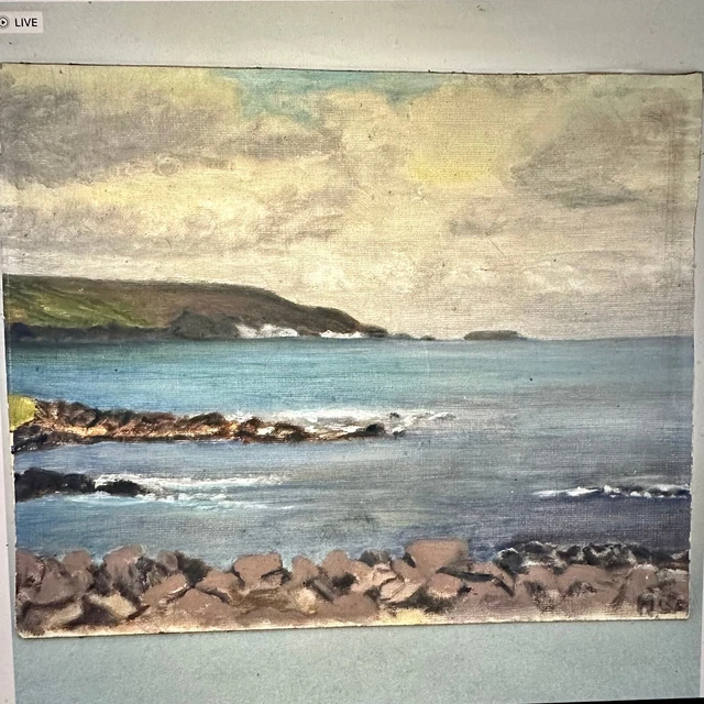 Vintage Northern Ireland County Antrim Oil Painting of Kinbane Head Ballycastle