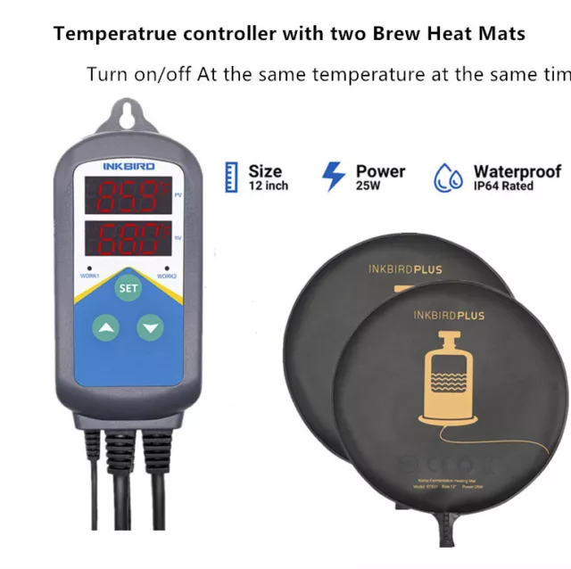 25W Brew Heat Mat Wine Make Inkbird Only Heat Temperature Controller Thermostat