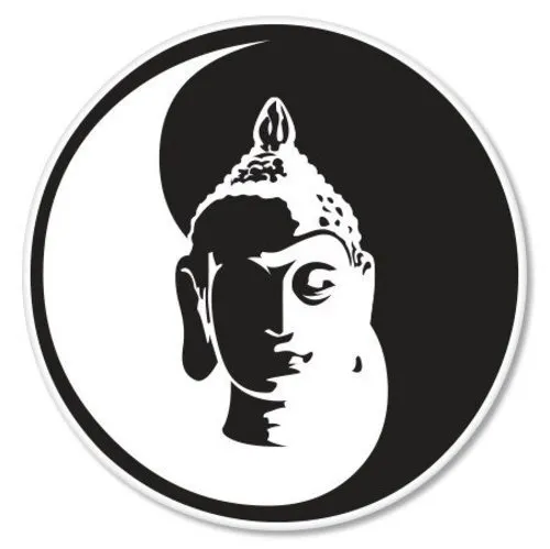 Buddha Peace Black White Yin Yang Vinyl Sticker - SELECT SIZE