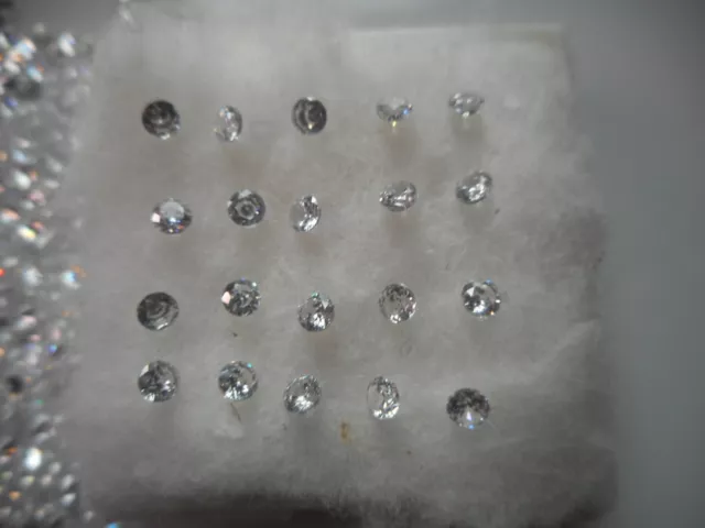 2.5mm round white cubic zirconia gemstones, 10 for £1.20p