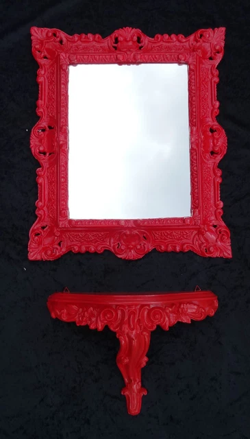 Lot De 2 Consoles Murales M - Baroque Rococo Rouge - Antique - 31x21x12cm
