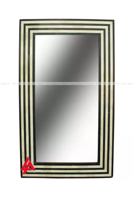 Smart Indian Handmade Bone Inlay Black And White Mirror Frame