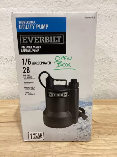 Everbilt SUP54-HD 1/6hp Plastic Submersible Utility Pump - OPEN BOX!