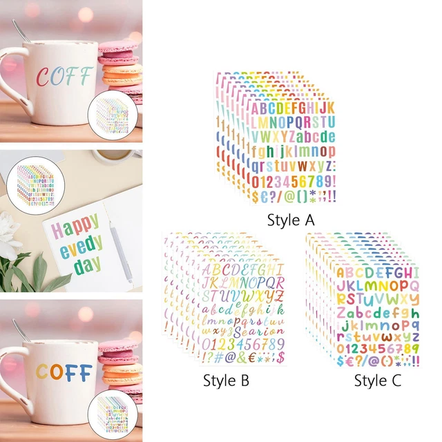 Buchstaben- und Zahlenaufkleber, dekorative Buchstabenaufkleber für Tassen,