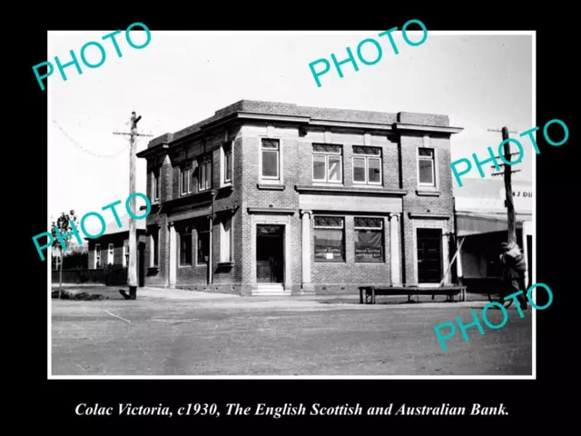 Old Large Historical Photo Of Colac Victoria The Es&A Bank Building 1930
