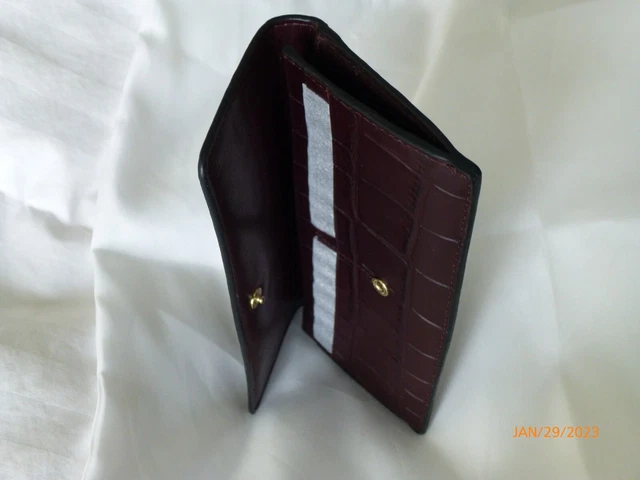 NWT Coach  Soft  Wallet in croc embossed leather brown oxblood