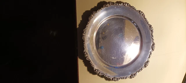 Piatto Tondo In Argento Massiccio Anni 40 Diametro 26 Cm. 356 Grammi