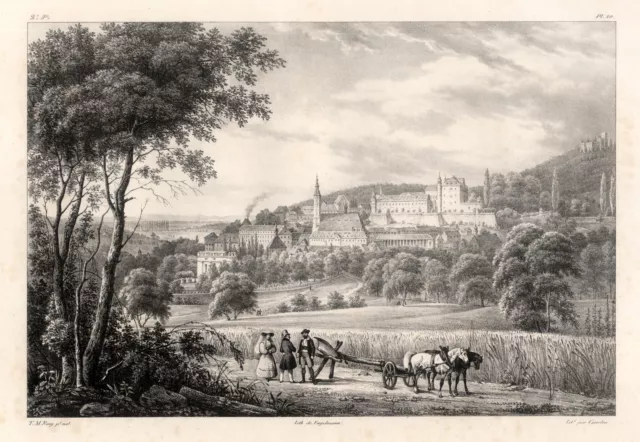 Baden-Baden Gesamtansicht Original Lithografie Courtin 1829