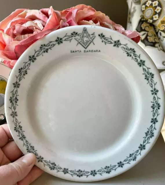 WHITE IRONSTONE Bread Plate 1926 Santa Barbara BUFFALO CHINA HOTEL RESTAURANT