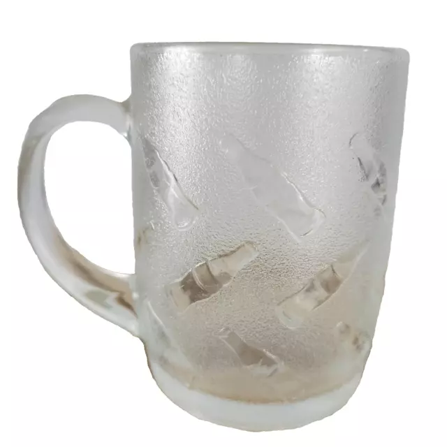 Coca Cola Coke Heavy Glass Coffee Cup Mug Frosted Pebble Pattern Very Cool