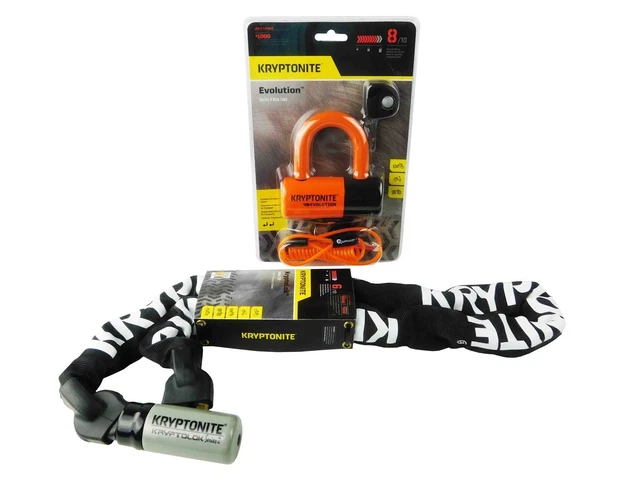 Kryptonite Evolution Series 4 Disc Lock ORANGE w/ 912 4ft Integrated Chain