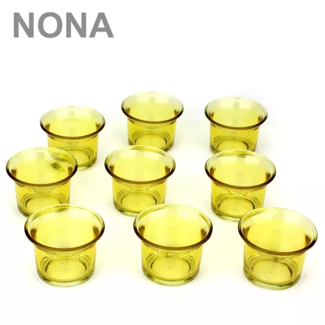 Set 9 NONA Teelicht-Gläser 4,5 cm - GELB - Teelichtglas Kerzen-Glas Kerzengläser