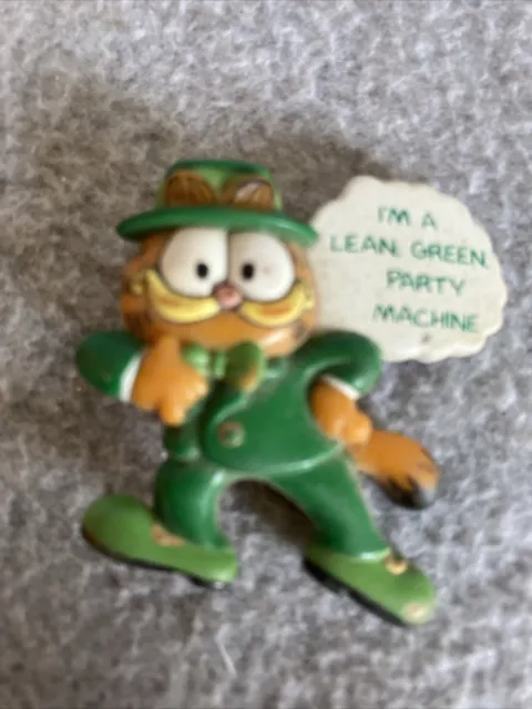 Garfield St Patrick's Day Pin Lean Green Party Machine Enesco Vtg 1978
