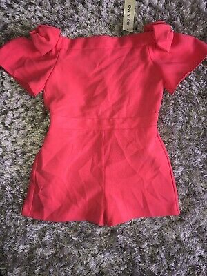 River Island Coral Bow Shoulder Playsuit Age 4 Bnwt