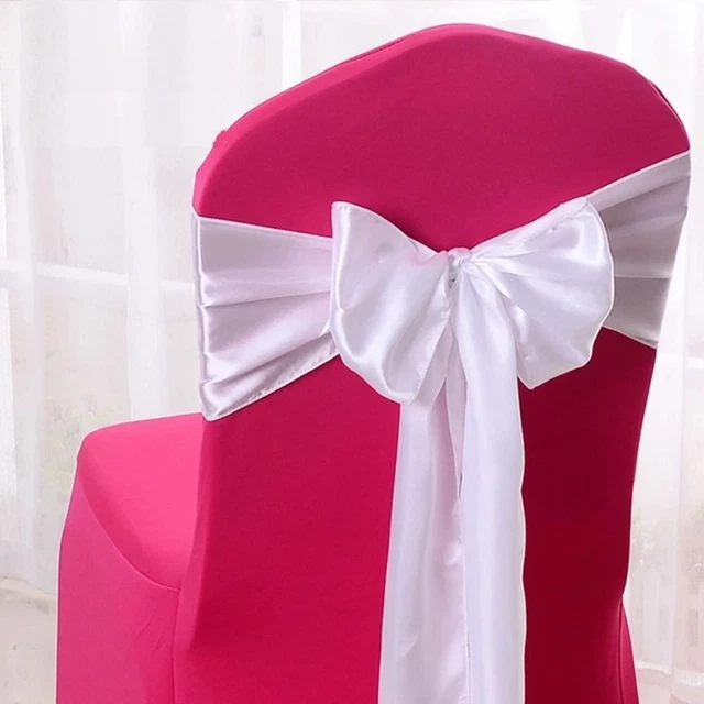 Shiny Chair Bow Knot Ribbon Solid Color Ribbon Chair Sash  Wedding Decoration