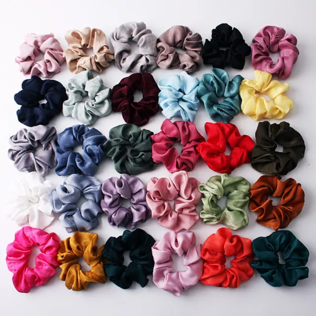 Satin Silk Scrunchies Ponytail Holder Bright Color Hair Rope Bands Accessories