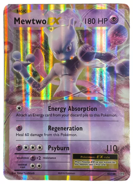 Pokemon XXL Jumbo Karte Mewtwo EX 52/108 Englich Oversized Card Evolutions