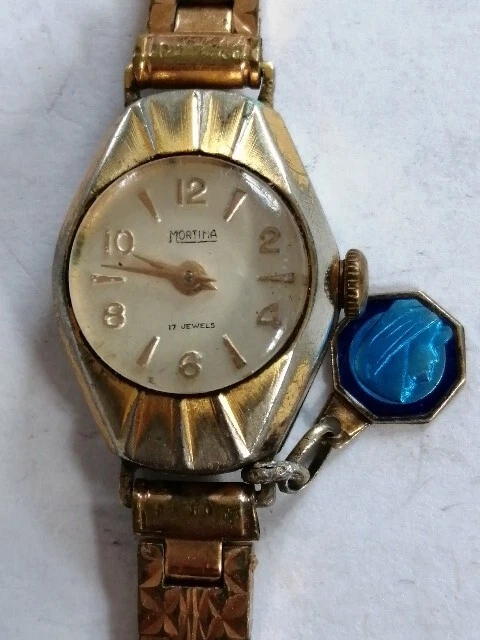 Montre Mécanique Vintage MORTIMA - À Réparer - Cadran Noir - Mouvement Manuel - Occasion Arrêtée