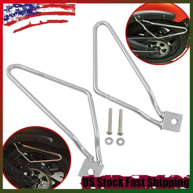 SaddleBag Bracket Support Holder Chrome For Harley Sportster XL 883 Dyna Fatboy