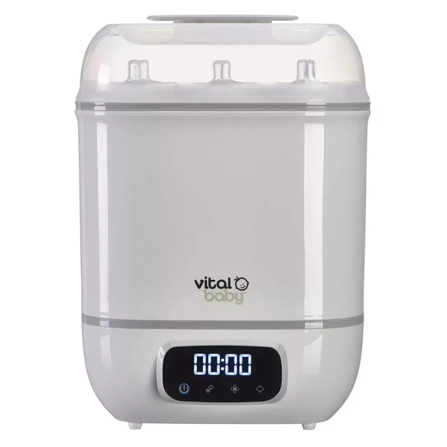 Esterilizador y secadora de vapor de Vital Baby Nurture Pro LCD con 2 botellas de 150 ml Reino Unido
