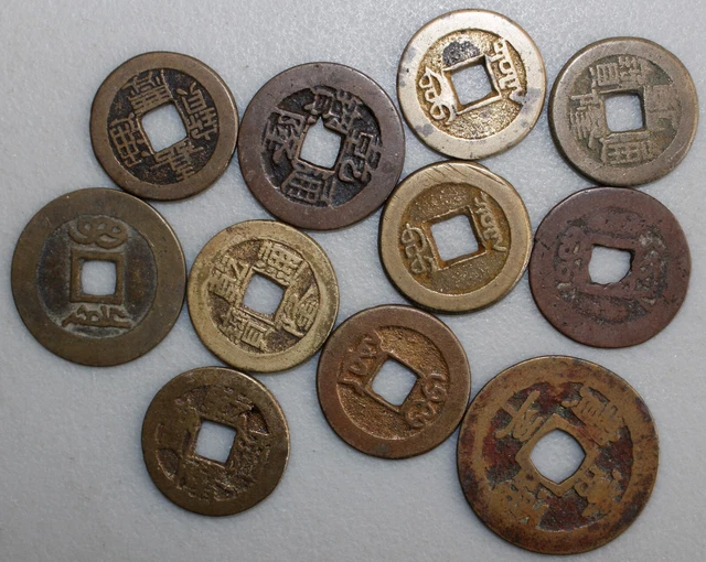 10 Asian Cash Coins Assorted Dates Grades & Types You Decide & Grade