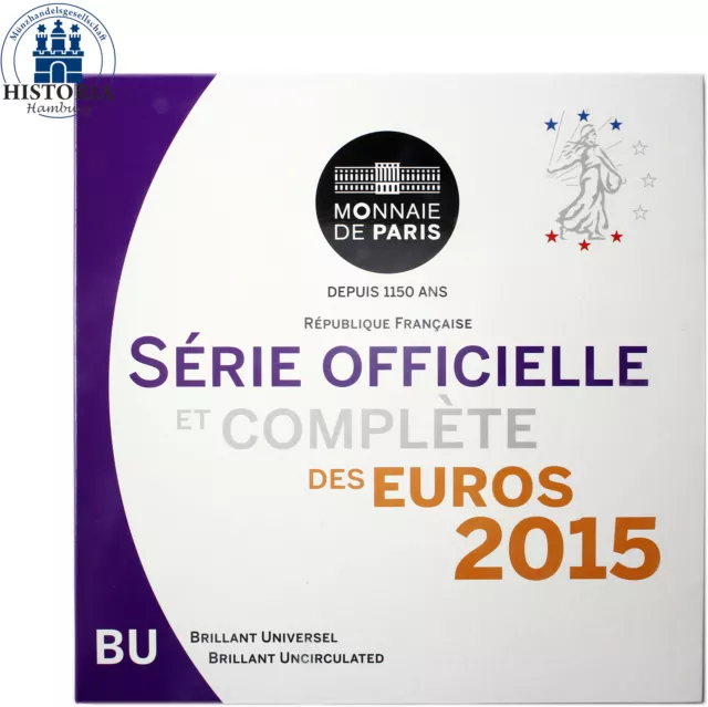 Frankreich Euro KMS 2015 Stempelglanz KMS 1 Cent bis 2 Euro im Folder