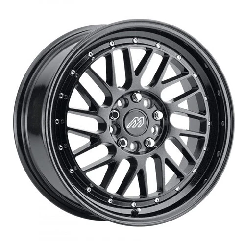(1) 18x8 Mach Performance MP-42 Metallic Black W/ Chrome Rivets | 5x114.3/5x120