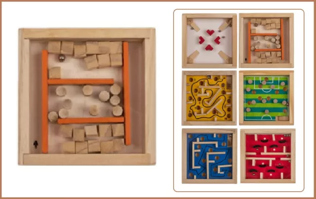 Holz Mini Reisespiele Geschicklichkeitsspiele Retro Labyrinth ORANGE Holzklötze