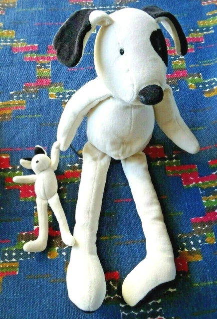 Ib3/ Doudou Peluche Moulin Roty La Grande Famille Chien + Bebe Blanc Noir Tbe