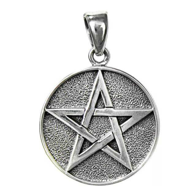 Double Sided Yin Yang & Pentacle Pentagram Sterling Silver Pendant Jewelry Wicca