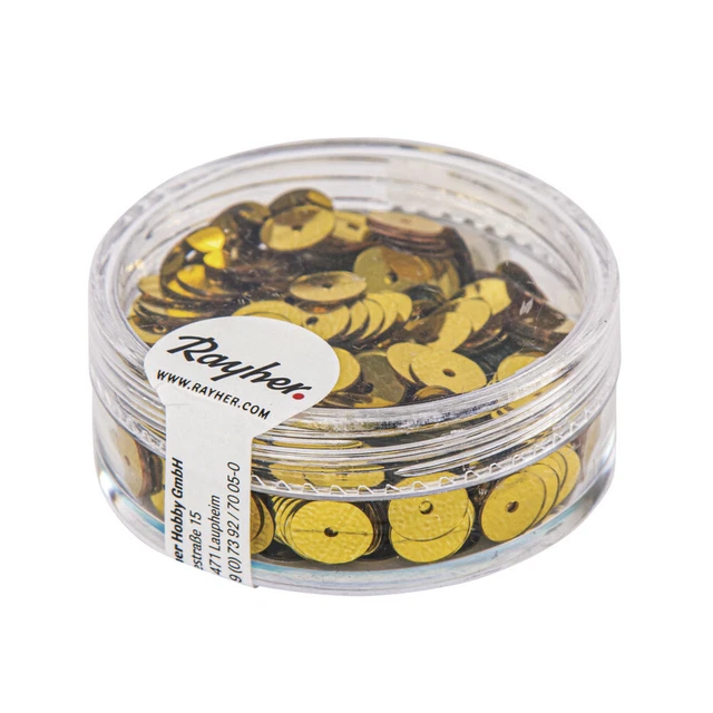 Lentejuelas Oro Amarillo Ø 6 MM Liso Caja 6G Lavable