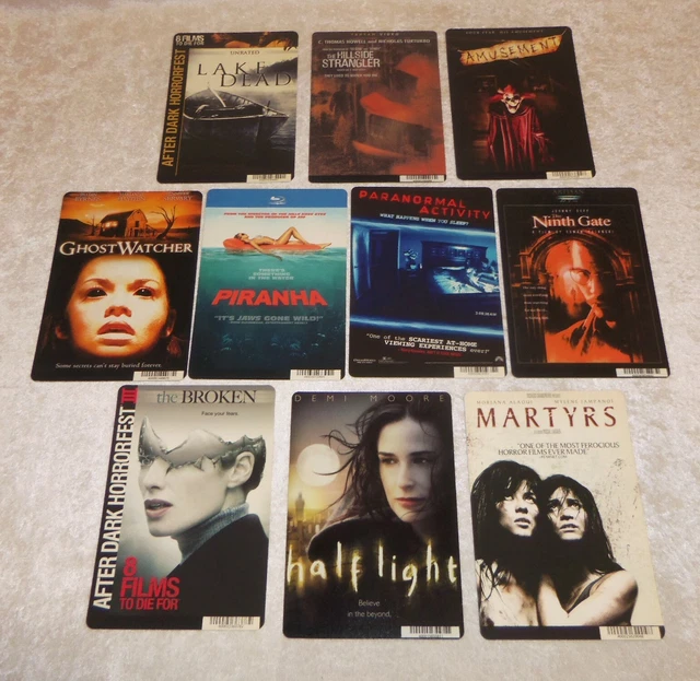 10 Horror Movie Store Backer Cards Mini Posters Piranha Amusement NO DVD / MOVIE