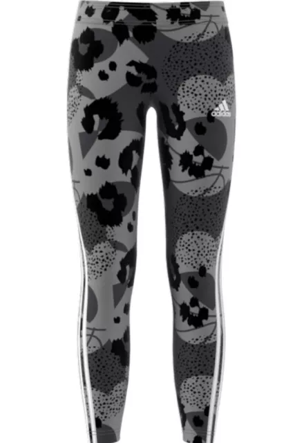 Junior Girls Adidas Leggings Grey/Black 5/6/7/8/9/10/11/12/13/14/15