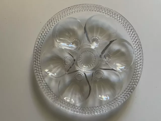 French Art Deco Pressed Glass Oyster Plate 1930’s Vintage EUC