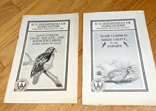 2 USDA Books COMMON USEFUL BIRDS / GAME AQUATIC & RAPACIOUS BIRDS 1926 / 1924