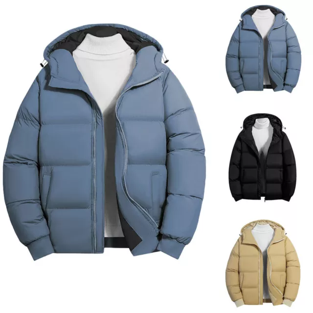 Mens Winter Thick Warm Loose Padded Jacket Trend Stand Collar Casual Cotton Coat