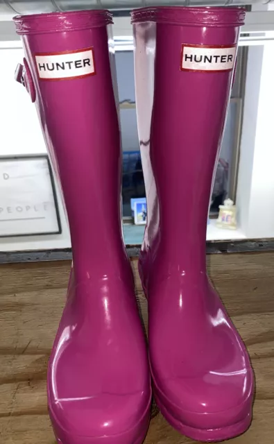 Pre Owned Hunter Kids Original Gloss Waterproof Unisex Rain Boots